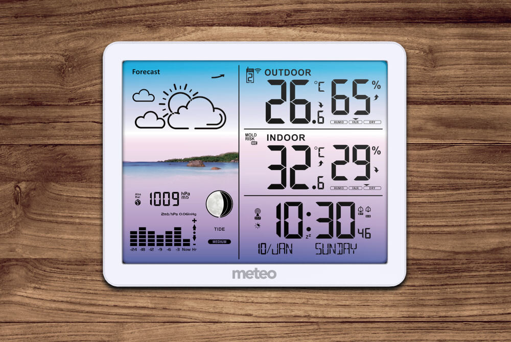 Stacja pogody METEO SP107 Biały czujnik zewnętrzny wyświetlacz