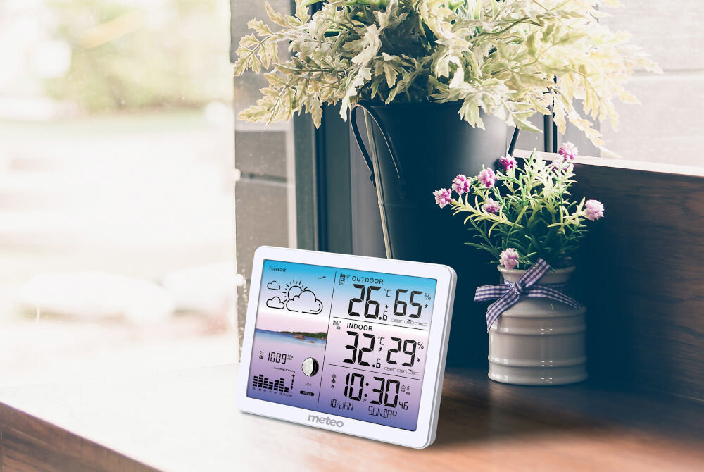 Stacja pogody METEO SP107 Biały prognoza pogody piktogramy wykres