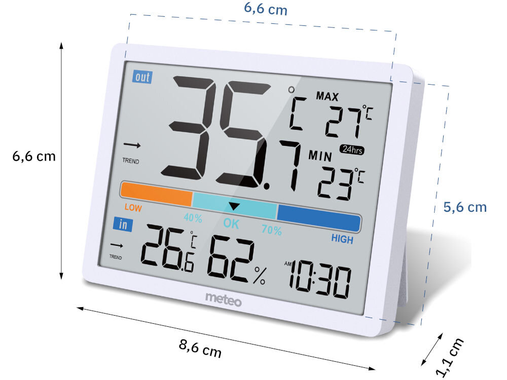 Stacja pogody METEO SP109 wymiary elementy