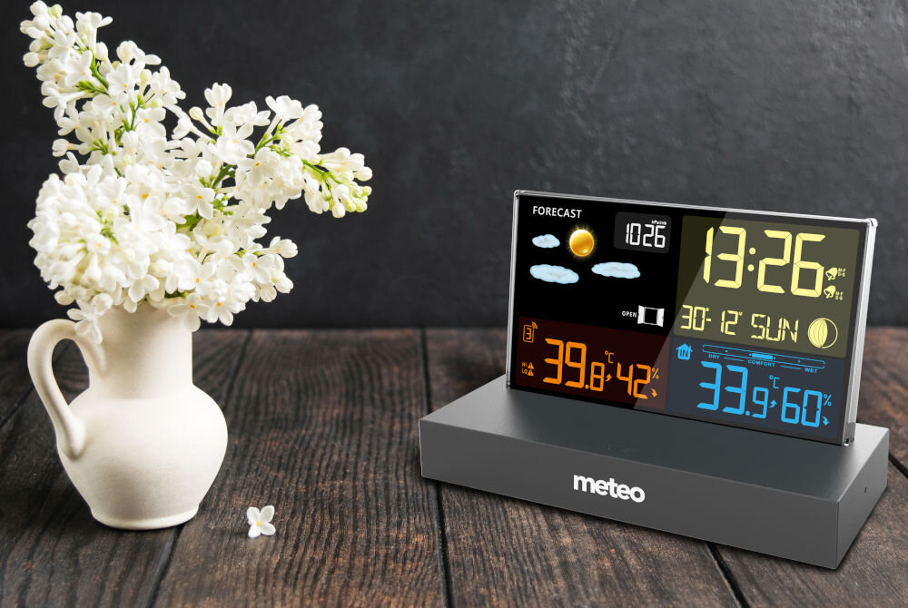 Stacja pogody METEO SP110C pomiar wilgotności fazy księżyca alert temperatury