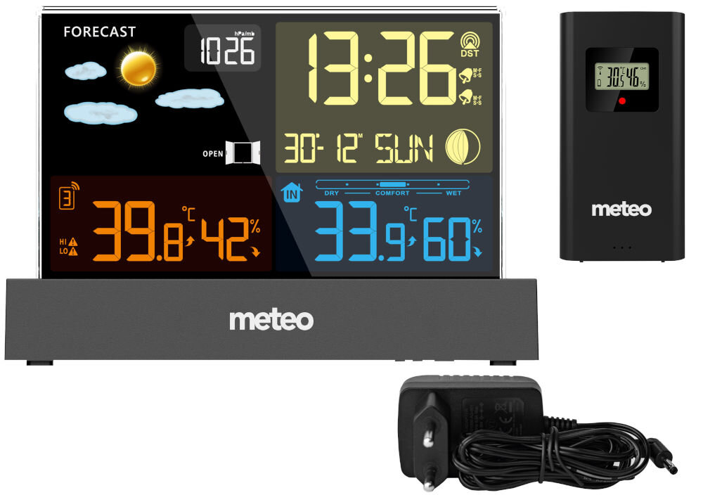 Stacja pogody METEO SP110C wymiary elementy zestaw zasilanie
