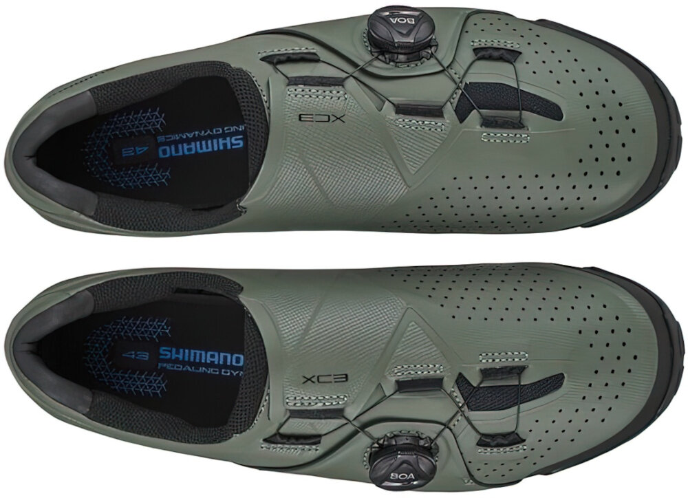 Buty rowerowe SHIMANO SH-XC300 Oliwkowy rozmiar 46 do jazdy na rowerze do chodzenia podeszwa z miekkiego tworzywa sztucznego bieznik XC odpowiednia przyczepnosc