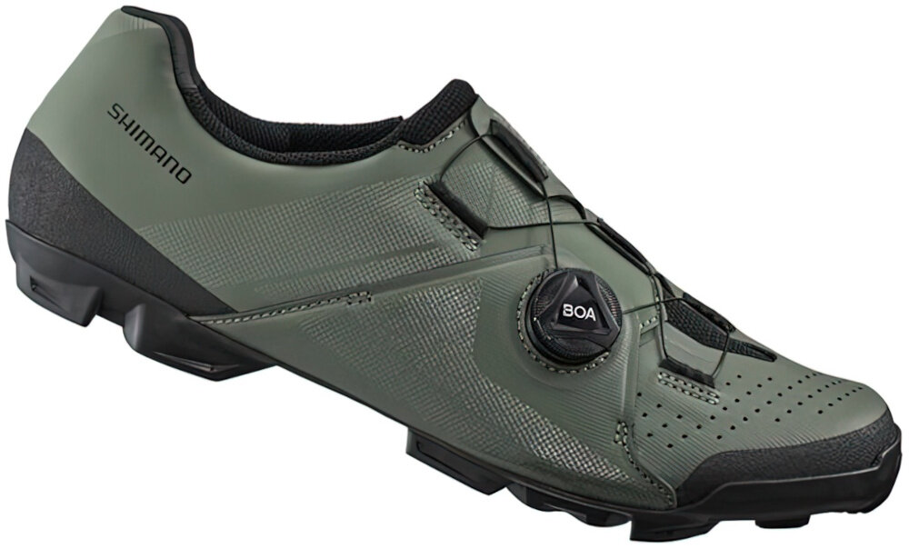Buty rowerowe SHIMANO SH-XC300 Oliwkowy rozmiar 45 autonomiczna konstrukcja techologia DYNALAST autonomicznie zaprojektowane kopyto eliminacja zakrzywienia dopasowanie buta do naturalnego ksztaltu stopy pieta glebiej osadzona w bucie
