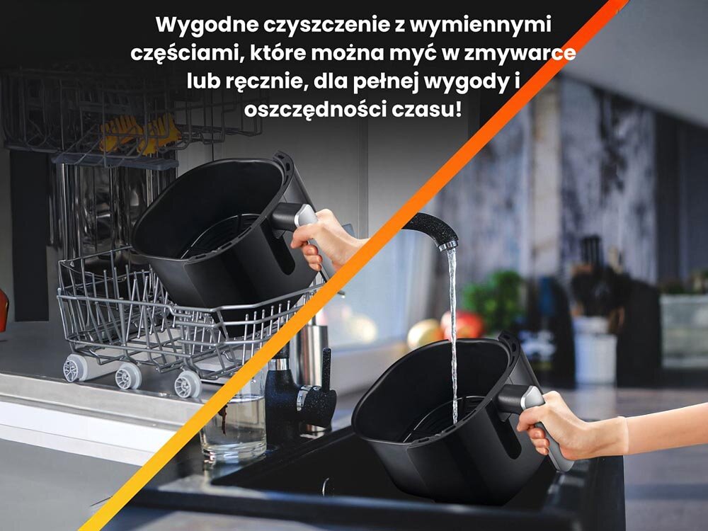 Frytkownica beztłuszczowa EXTRALINK SJ-400 Air Fryer czytelny panel sterowania, kontrola temperatury i czasu, bezpieczne uzytkowanie, wyjmowany kosz, nieprzywierająca powłoka