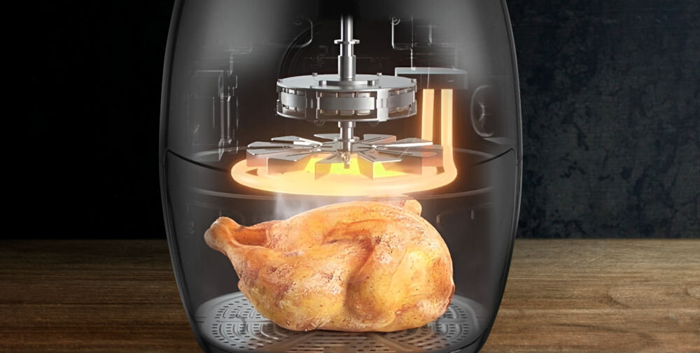 Frytkownica beztłuszczowa EXTRALINK SJ-200 Air Fryer promowanie zdrowych nawyków oszczędność czasu efektywne cyrkulacja powietrza równomierne rozprowadzanie ciepła perfekcyjne efekty