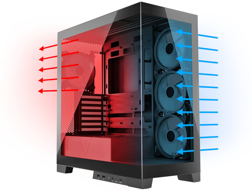 Obudowa MODECOM Volcano Space Apex ARGB Midi Czarny wentulatory ARGB 3x140mm 1x140mm 3x120mm 2x140mm