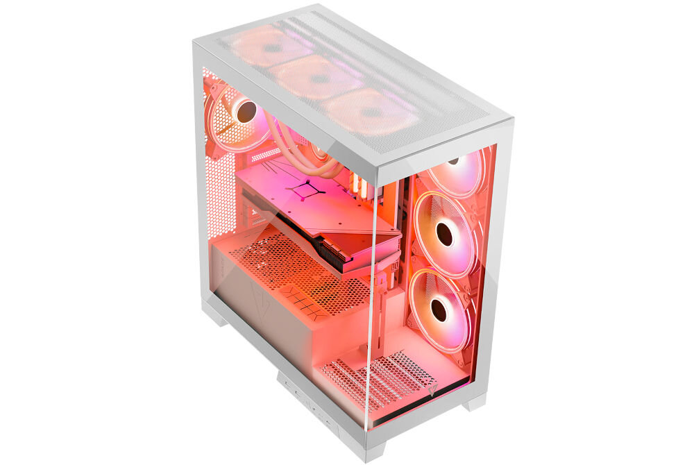 Obudowa MODECOM Volcano Space Apex ARGB Midi Biały kontroler 9 wentylatorów kontrola chłodzenia chłodzenie wodne chłodnica do 360mm 140mm
