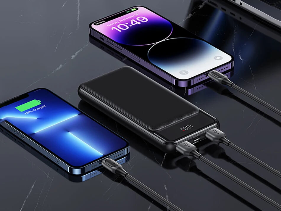 Powerbank USAMS 30KCD20201 trzy porty, ładowanie trzech urządzeń jednocześnie, Micro USB, USB-C, USB-A