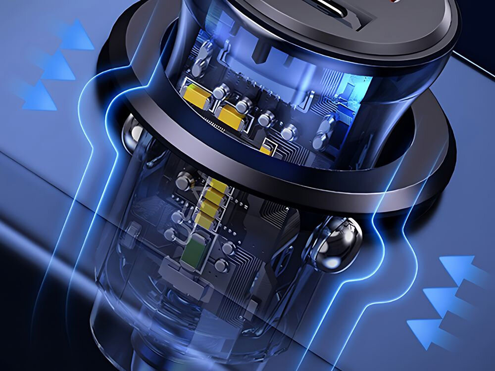Ładowarka samochodowa USAMS C32 30W Fast Charge Niebieski
strzałki ilustrujące wsadzenie ładowarki do gniazda
wbudowany układ zabezpieczający przed przegrzaniem zwarciami przepięciami samochody osobowe z instalacją 12-24V nie nadaje sie do pojazdów ciężarowych