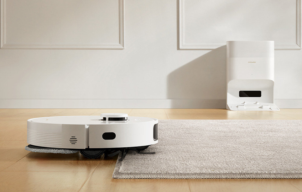 Robot sprzątający DREAME L10s Plus ultrasoniczna technologia wykrywanie dywanów aplikacja Dreamehome tryb dwukrotnego czyszczenia dywanów efekty gumowa szczotka