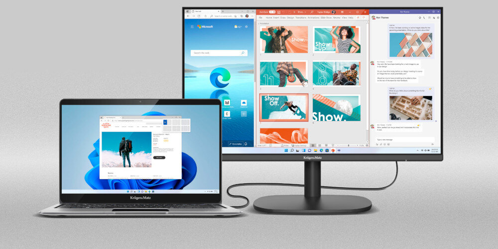 Monitor KRUGER&MATZ KM0198-M24 złączom HDMI i VGA laptopy czy komputery stacjonarne