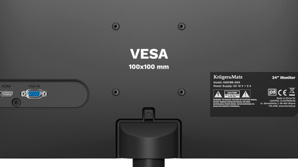 Monitor KRUGER&MATZ KM0198-M24 standardowi VESA 100x100mm podstawa