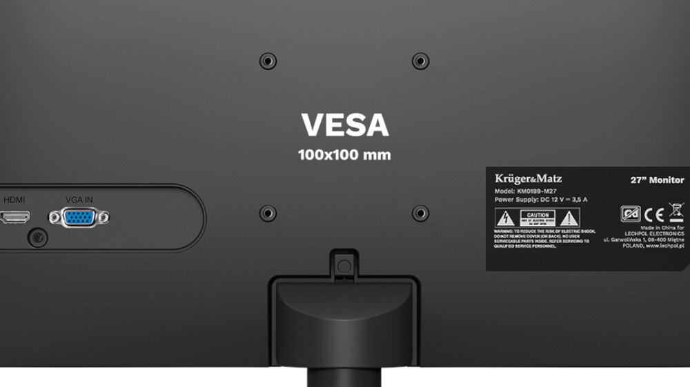 Monitor KRUGER&MATZ KM0199-M27 standardowi VESA 100x100mm podstawa
