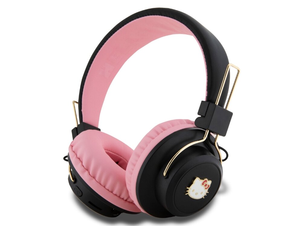 Słuchawki nauszne HELLO KITTY HKBH9KHLMK
                bateria basy styl rozmowy wodoodporny - czarne sluchawki na bialym tle