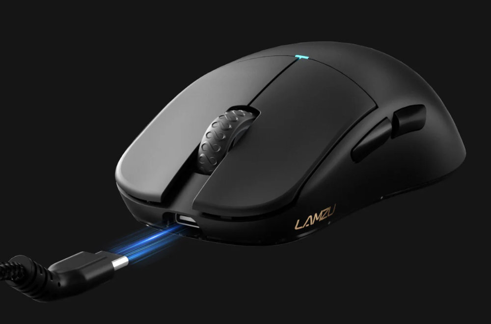 LAMZU Atlantis Mini 4K bezprzewodowo w trybie 2.4 GHz 4K polling rate przewodowy 1000 Hz - mysz od przodu z wtyczka usb-c