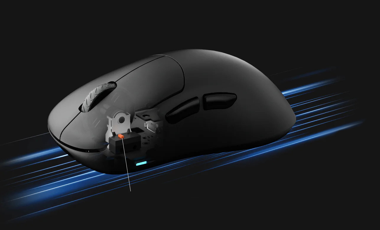 LAMZU Thorn optyczne przełączniki Raesha 70 milionów kliknięć problem podwójnego kliknięcia - zbliżenie na przełączniki myszy