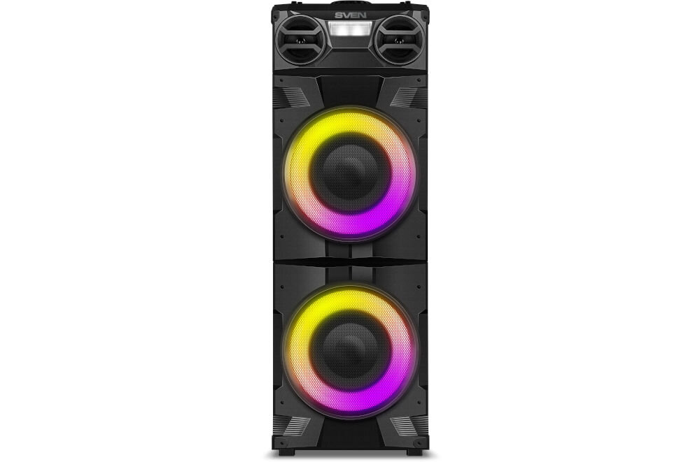 Power audio SVEN PS-1900 1000 W STMicroelectronics STA516BE wzmacniacz, power audio od frontu na białym tle