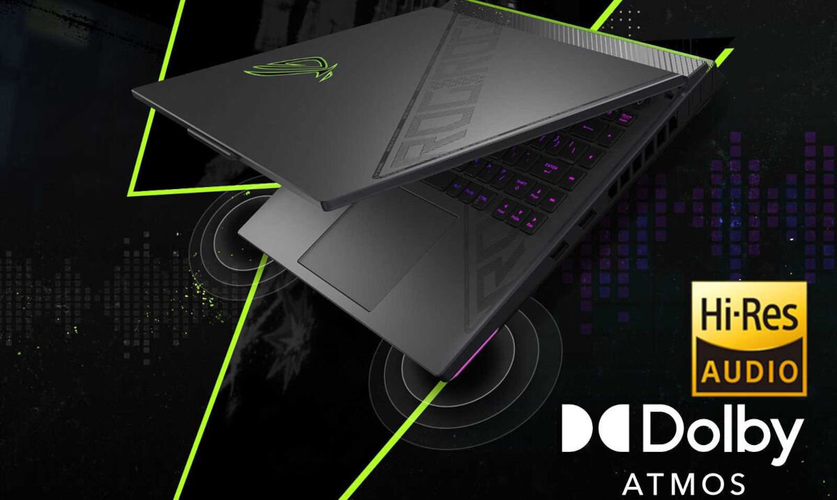 Laptop ASUS ROG Strix G16 G614JZR-N4030W 16 IPS 240Hz i9-14900HX 16GB RAM 1TB SSD GeForce RTX4080 Windows 11 Home podwójne głośniki Dolby Atmos dwa głośniki wysokotonowe i dwa głośniki niskotonowe Hi-Res dwukierunkowa redukcja szumów wspomagana sztuczną inteligencją