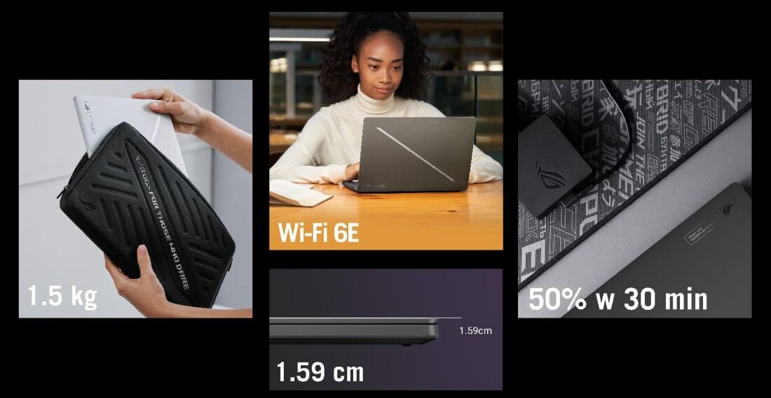 Laptop ASUS ROG Zephyrus G14 - Mobilność bateria o pojemności 73 Wh Wi-Fi 6E