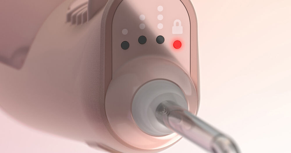 Irygator ORDO Hydro Sonic Różowe złoto bateria około 4 tygodnie użytkowania blokada podróżna zapobiega przypadkowemu włączeniu zakres ciśnienia 80-160 PSI dostosowanie siły strumienia do indywidualnych potrzeb