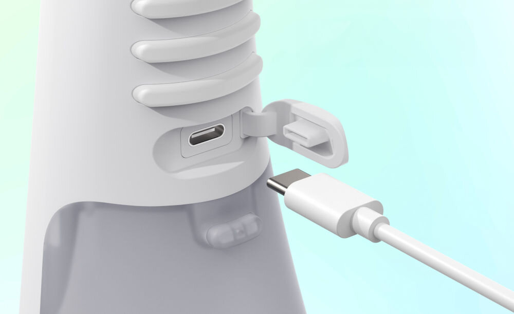 Irygator ORDO Hydro Sonic Biały mobilność możliwość ładowania za pomocą USB-C idealny do użytku w domu jak i podróży funkcja podróżowania ergonomiczny styl komfort użytkowania wodoodporna konstrukcja IPX7 bezpieczne używanie w wilgotnym środowisku ochrona przed zalaniem uszkodzeniami