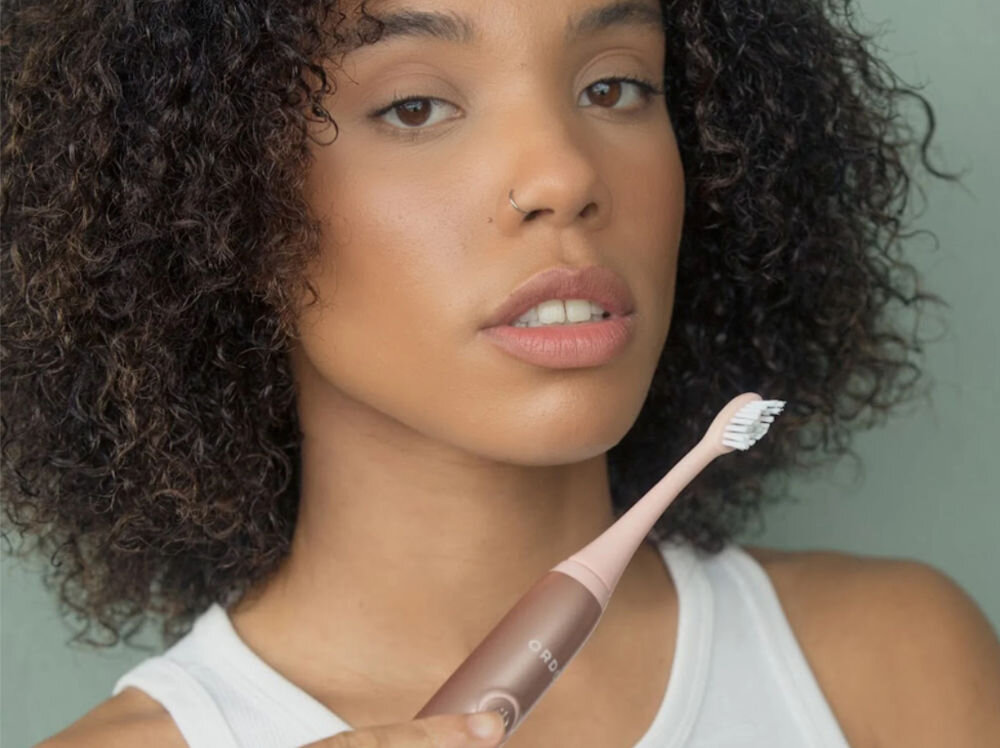 Szczoteczka soniczna ORDO SONIC + Irygator HYDRO SONIC Różowe złoto soniczna szczoteczka 40 000 impulsów sonicznych na minutę cztery tryby szczotkowania głębsze czyszczenie usuwanie płytki nazębnej wspiera zdrowe bielsze zęby  