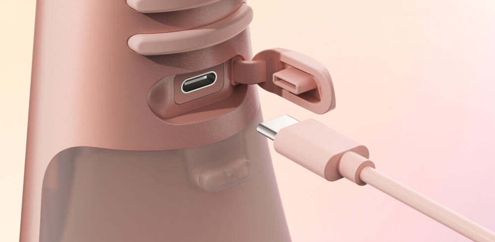 Szczoteczka soniczna ORDO SONIC + Irygator HYDRO SONIC Różowe złoto trzy ustawienia ciśnienia bateria na ponad 4 tygodnie użytkowania zbiornik 260 ml blokada podróżna zakres ciśnienia ładowanie usb-c funkcja podróżowania ergonomiczny design wodoodporna konstrukcja do użytku domowego podróżnego  