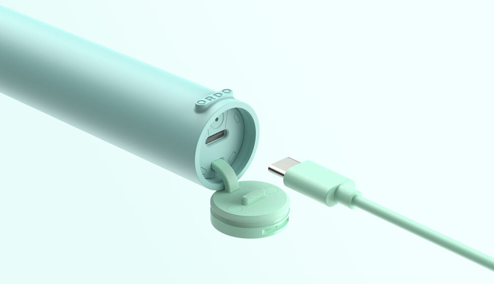 Szczoteczka soniczna ORDO Sonic Lite Zielony wodoodporna konstrukcja wilgotne środowisko ładowanie USB-C wygodne uniwersalne rozwiązanie ładowanie w podróży kompaktowa przyjazna dla podróżujących