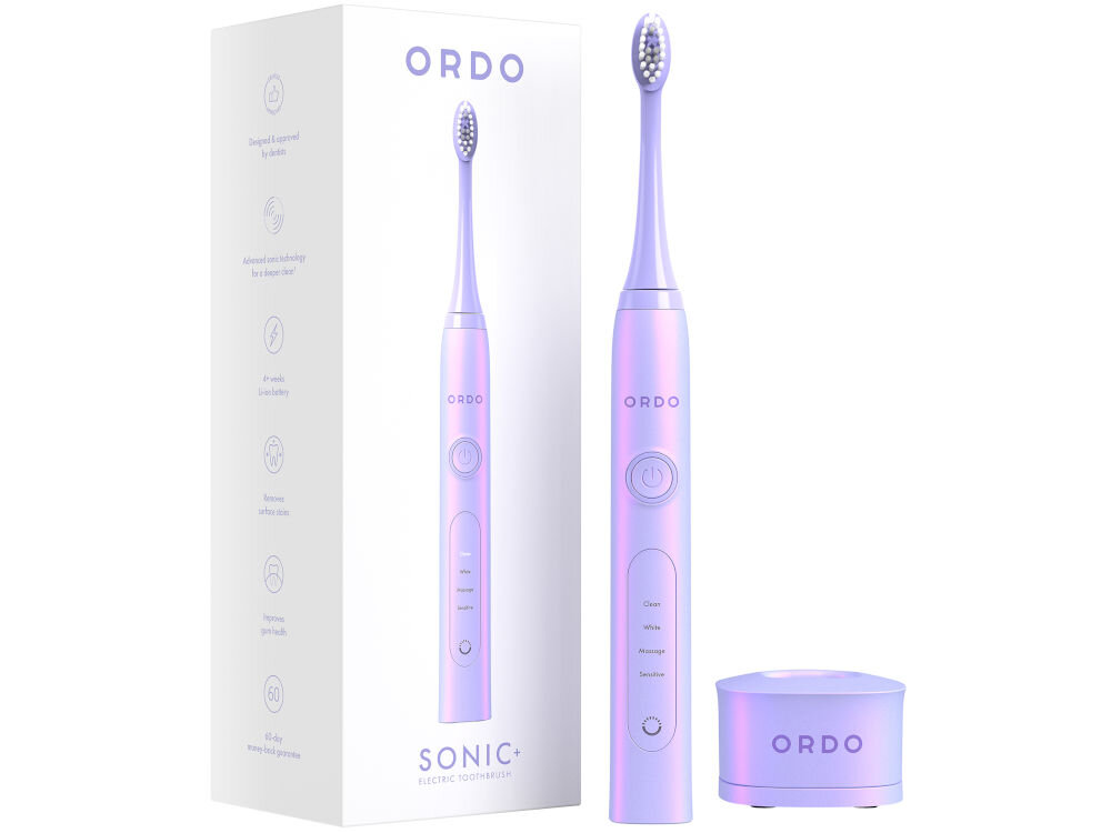 Szczoteczka soniczna ORDO Sonic+ Fioletowy wodoodporna konstrukcja bezpieczne użytkowanie wilgotme warunki łazienka zdrowie jamy ustnej komfort użytkowania elegancki design wysoka jakość funkcjonalność estetyka