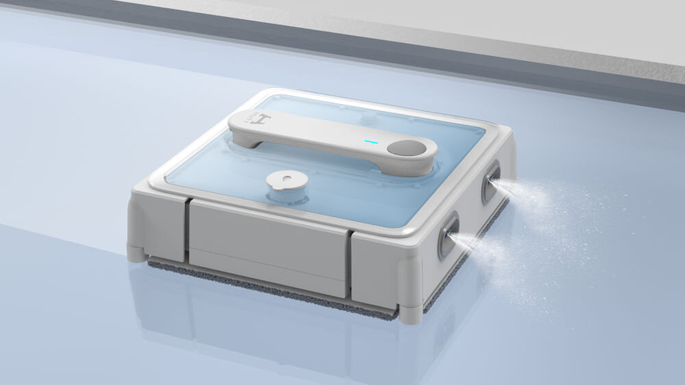 Robot do mycia okien XIAOMI Hutt W9 Biały system nawigacji w pionie w poziomie do 90m2 powierzchni 150 ml zbiornika na wodę wydajne urządzenie cztery boczne dysze efektywne rozpylanie wody idealnie czyste okna