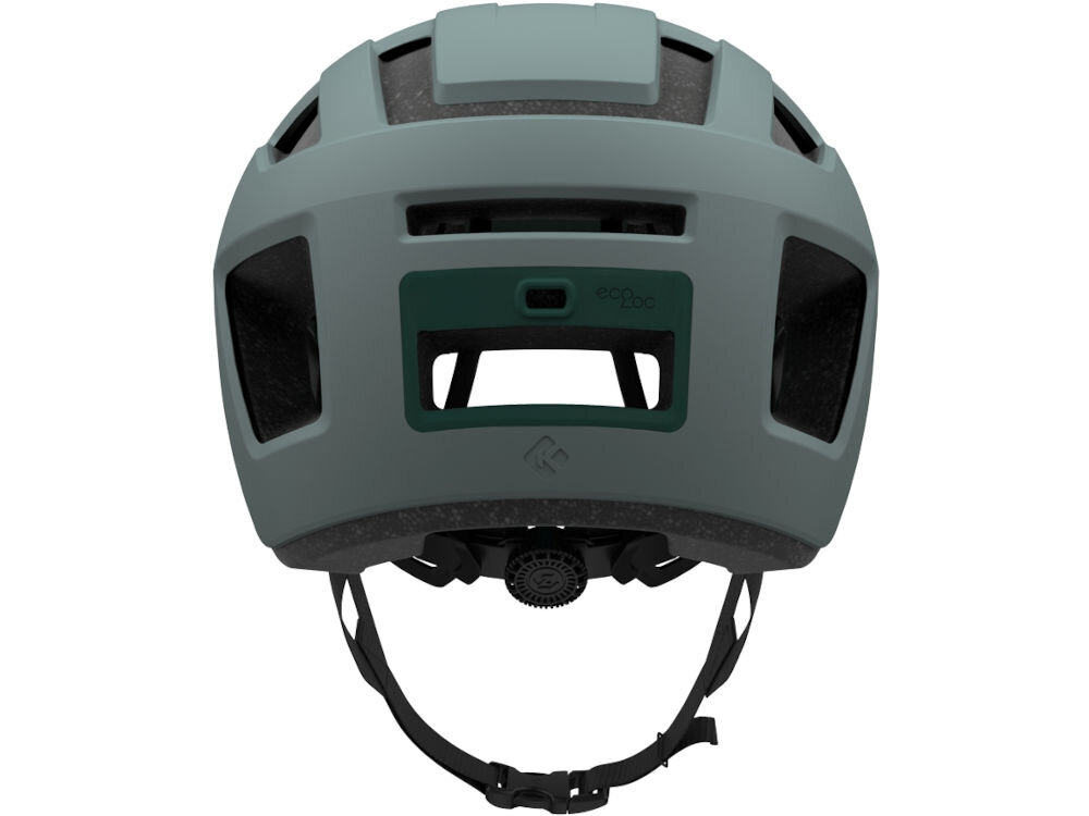 Kask rowerowy LAZER Verde KinetiCore zielony mat Miejski (rozmiar M/L) widok na kask z tyłu miejsce na lampkę regulacja kask rowerowy port lampka LED Lazer widoczność recykling