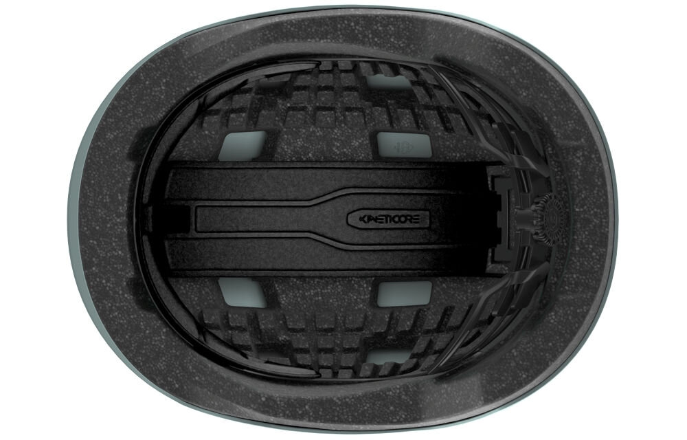 Kask rowerowy LAZER Verde KinetiCore ciemnoszary mat Miejski (rozmiar M/L) widok na kask od dołu wyściółka kask rowerowy wentylacja ochrona deszcz zestaw zimowy
