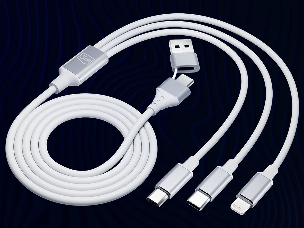 Kabel USB-A/USB-C - USB-C/MicroUSB - USB-A/Lightning 3MK Hyper Cable 3in1 1.5 m dlugosc kabel