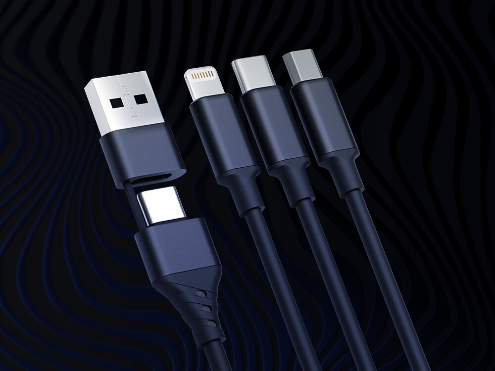 Kabel USB-A/USB-C - USB-C/MicroUSB - USB-A/Lightning 3MK Hyper Cable 3in1 1.5 m potrzeby wielozadaniowosc jakosc wykonanie