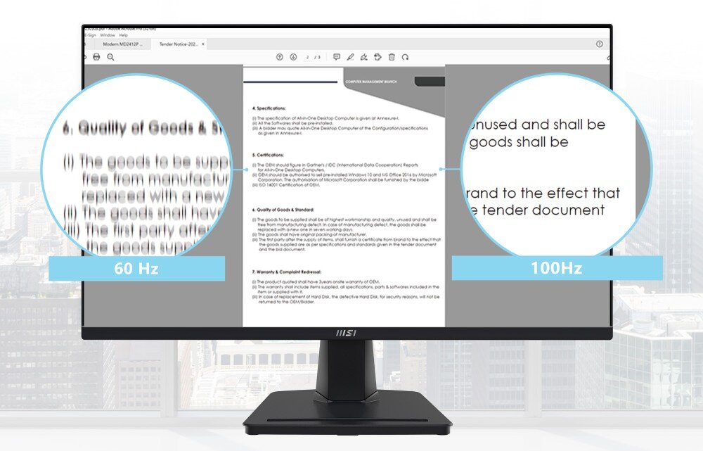 Monitor MSI Pro MP275 27 1920x1080px IPS 100Hz 1 ms [MPRT] płynność odświeżanie czas reakcji