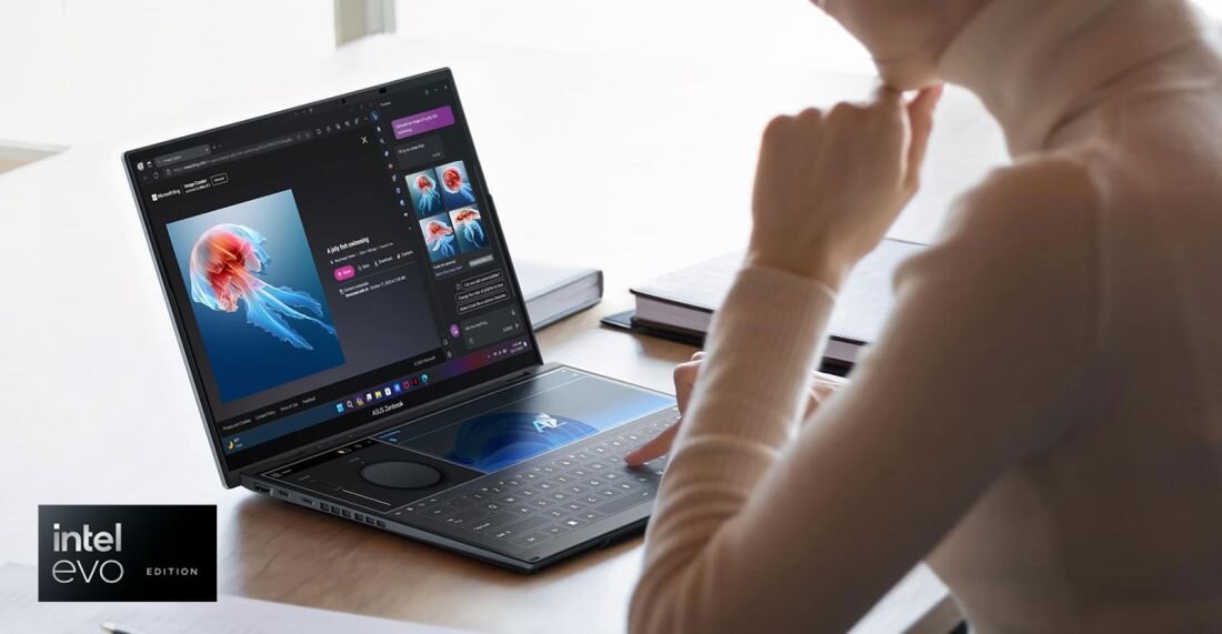 Laptop ASUS ZenBook DUO UX8406MA - Intel Core Ultra Intel Iris Xe Wi-Fi 6E SSD RAM LPDDR5X