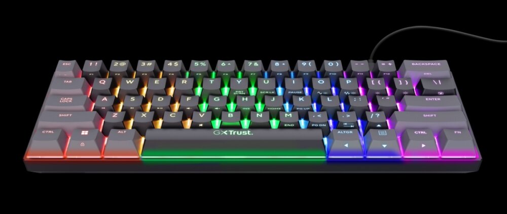 Klawiatura TRUST GXT 867 Acira regulacja wysokosci antyposlizgowe nozki kabel funkcja