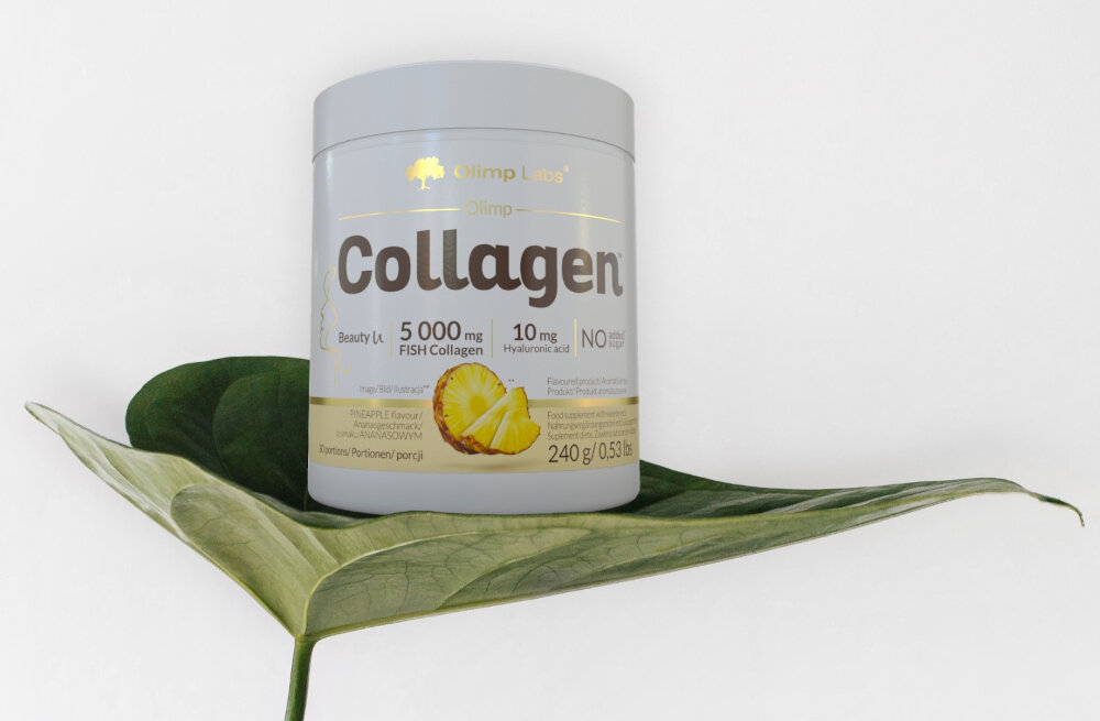 Kolagen OLIMP Ananasowy 240 g z mysla o kobietach wysokiej jakosci kolagen rybi w formie przyswajalnego hydrolizatu kolagen typu I 80-85 % macierzy zewnatrzkomorkowej skory peptydy kolagenowe o niskiej masie czasteczkowej 1000-2000 Da kolagen pierwotny ok. 3,0X10 Da kolagen hydrolizowany 3000-6000