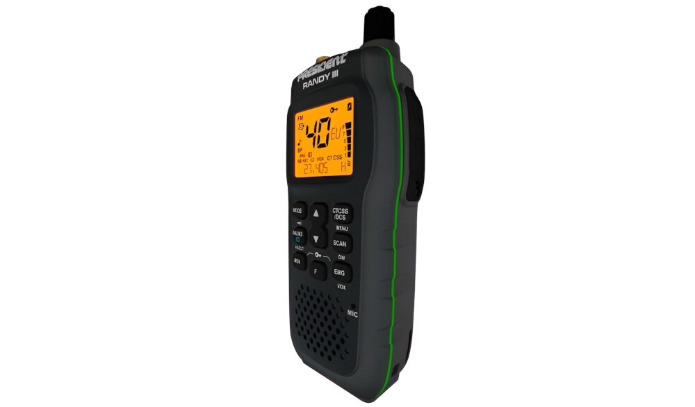 Radio CB PRESIDENT Randy III - Kompaktowy i lekki design, zasilanie akumulatorem