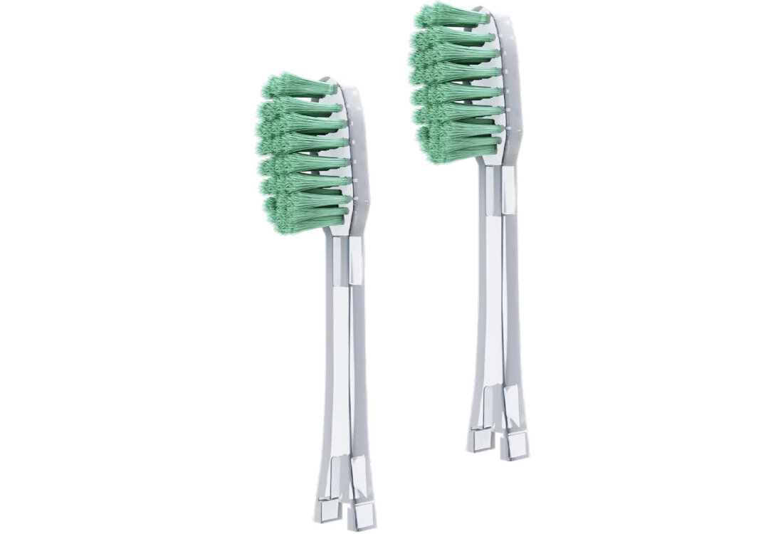 Oryginalna końcówka szczoteczki IONICKISS Fluoryzacyjna Zielony (2 szt.) (Posiada włosie zawierające fluor) dokładne dotarcie do przestrzeni międzyzębowych precyzyjne czyszczenie wzdłuż linii dziąseł Wyprodukowana w Japonii 2 sztuki końcówek długotrwałe użytkowanie łatwa wymiana