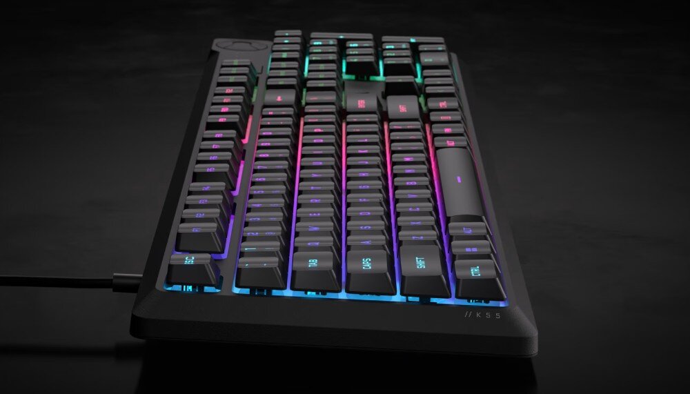 Klawiatura CORSAIR K55 Core RGB Czarny klawisze membrany układ klawiszy wbudowana pamięć