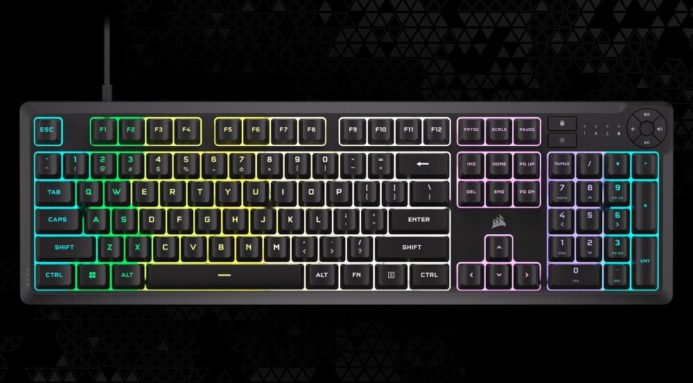 Klawiatura CORSAIR K55 Core RGB Czarny podświetlenie kolory efekty strefy