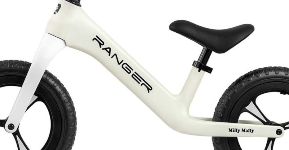 Rowerek biegowy MILLY MALLY Ranger Biały rama z kompozytu lakier w kolorze bialym lekki waga 2,5 kg
