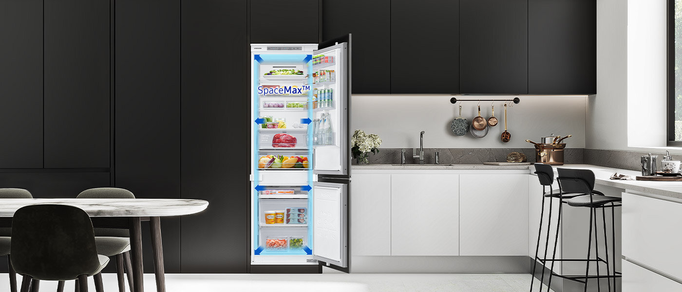 Grafika pokazuje zastosowanie wydajnej izolacji zwiększającej pojemność lodówki Samsung BRB26605EWW Grafika pokazuje zastosowanie wydajnej izolacji zwiększającej pojemność lodówki Samsung BRB26605EWW