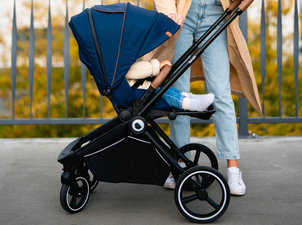 Wózek dziecięcy LIONELO Mika 2w1 Blue Navy waga wiek styl użytkowanie komfort bezpieczeństwo standardy bezpieczeństwa