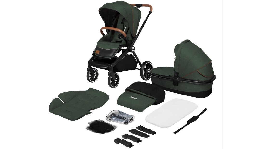 Wózek dziecięcy LIONELO Mika 2w1 Green Forest zestaw akcesoria komplet wyposazenie