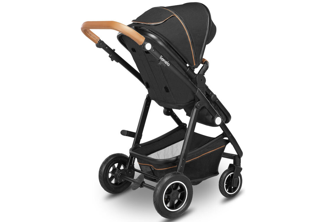 Wózek dziecięcy LIONELO Amber 3w1 Grey Graphite Czarno-szary Duże koła z amortyzacją płynna jazda wstrząsy komfort wygoda