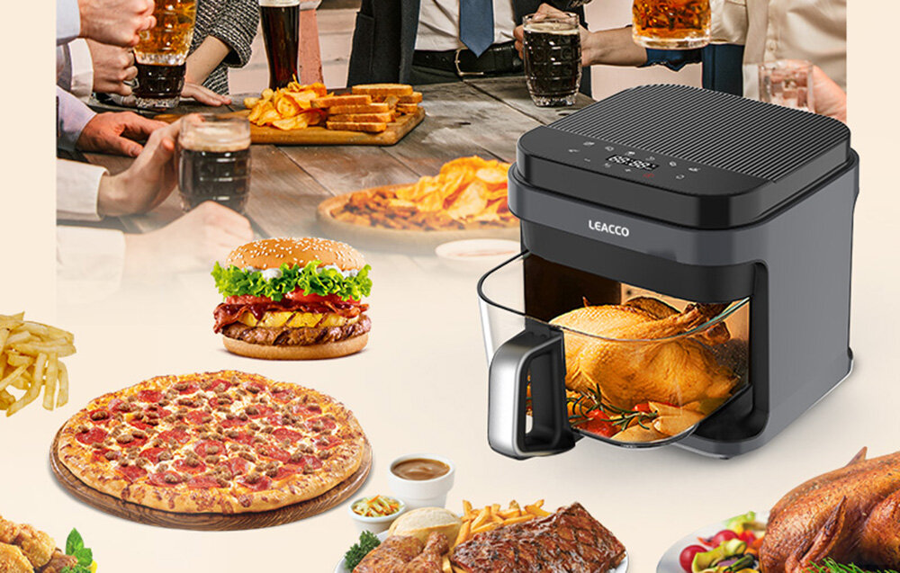 Frytkownica beztłuszczowa LEACCO AF018 Air Fryer design klawisze obsługi funkcjonalna