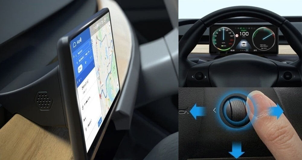 Ekran multimedialny ATS 2 do Tesla 3 Y CarPlay Google Maps aplikacje dostępne w CarPlay intuicyjne sterowanie za pomocą rolek na kierownicy lub dotyku na ekranie