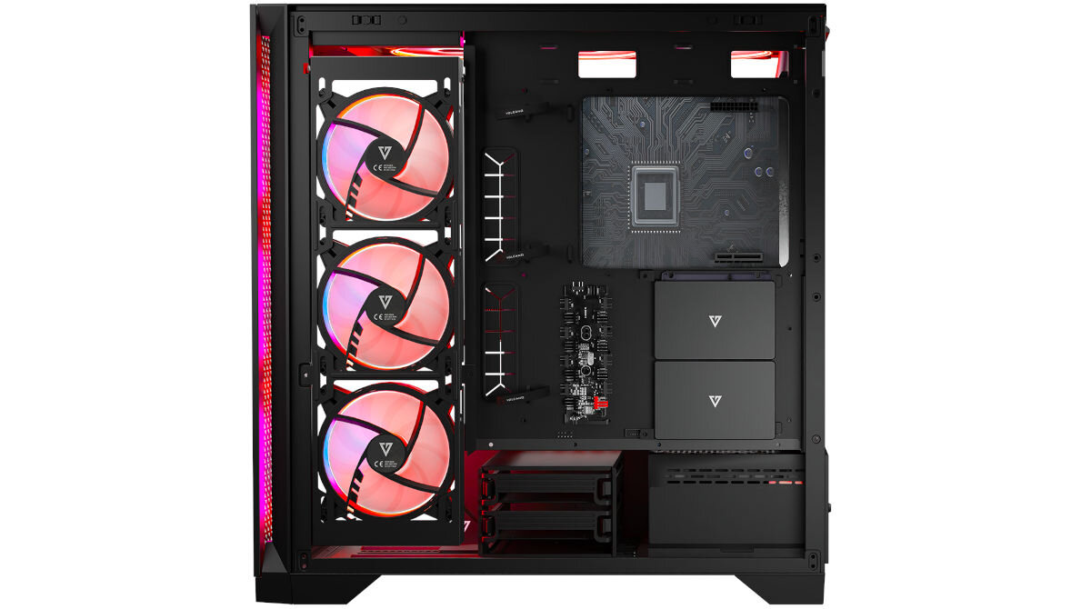 Obudowa MODECOM Volcano Expanse T Apex ARGB Midi Czarny dyski twarde 2.5” SSD 3.5” HDD miejsce wysokie chłodzenie procesora 180mm długie karty graficzne 430mm